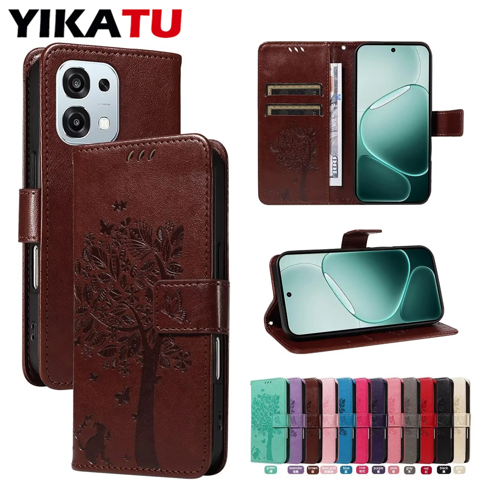 

Shockproof Slot Multi Card Wallet Leather Case For OPPO Reno8 Lite 5G 7 Z 6 Z 5 Z 5 F 4 Z 4 F Skin Friendly RFID Blocking Cover