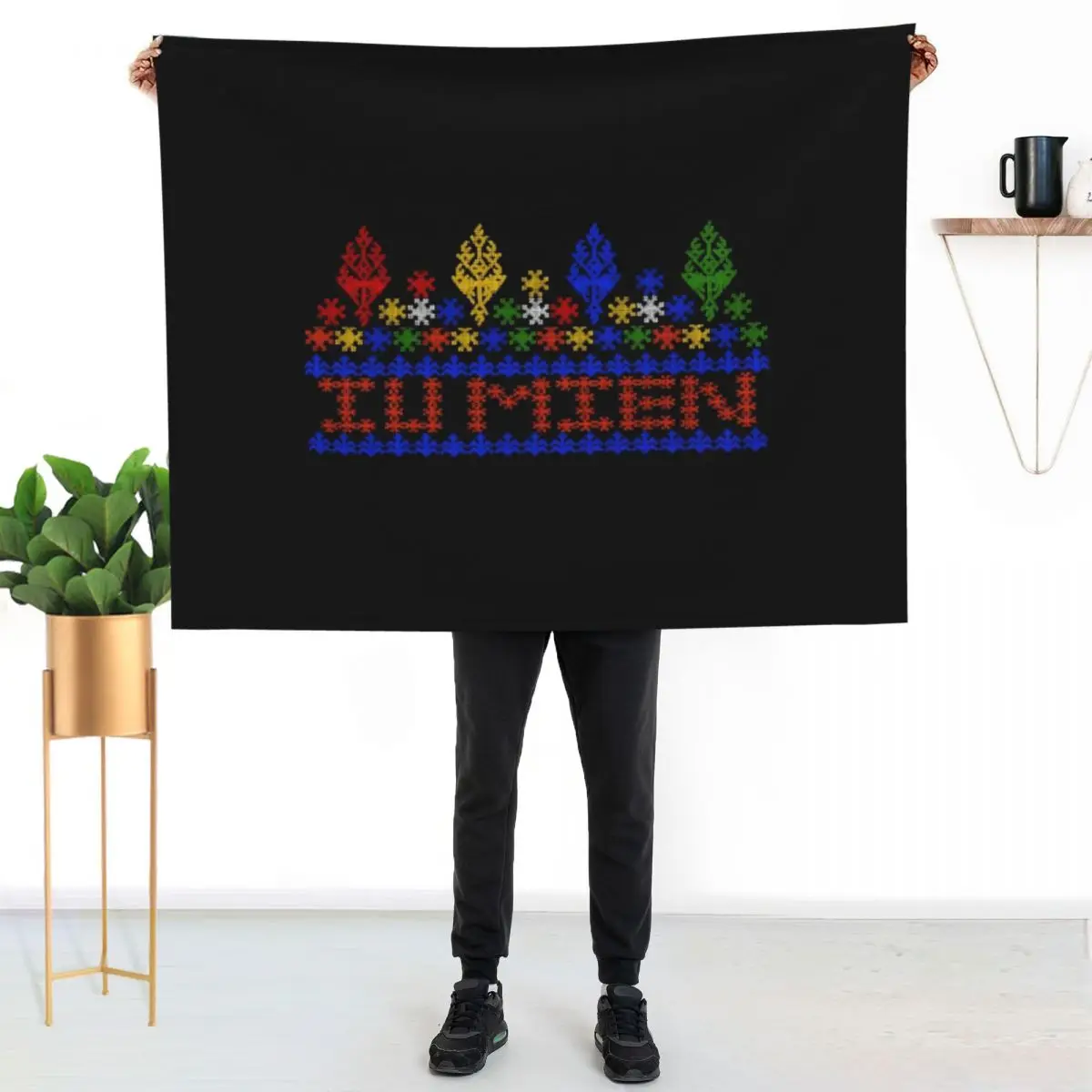 

Iu Mien Embroidery Throw Blanket Air Conditioner Soft Blanket for Office Home