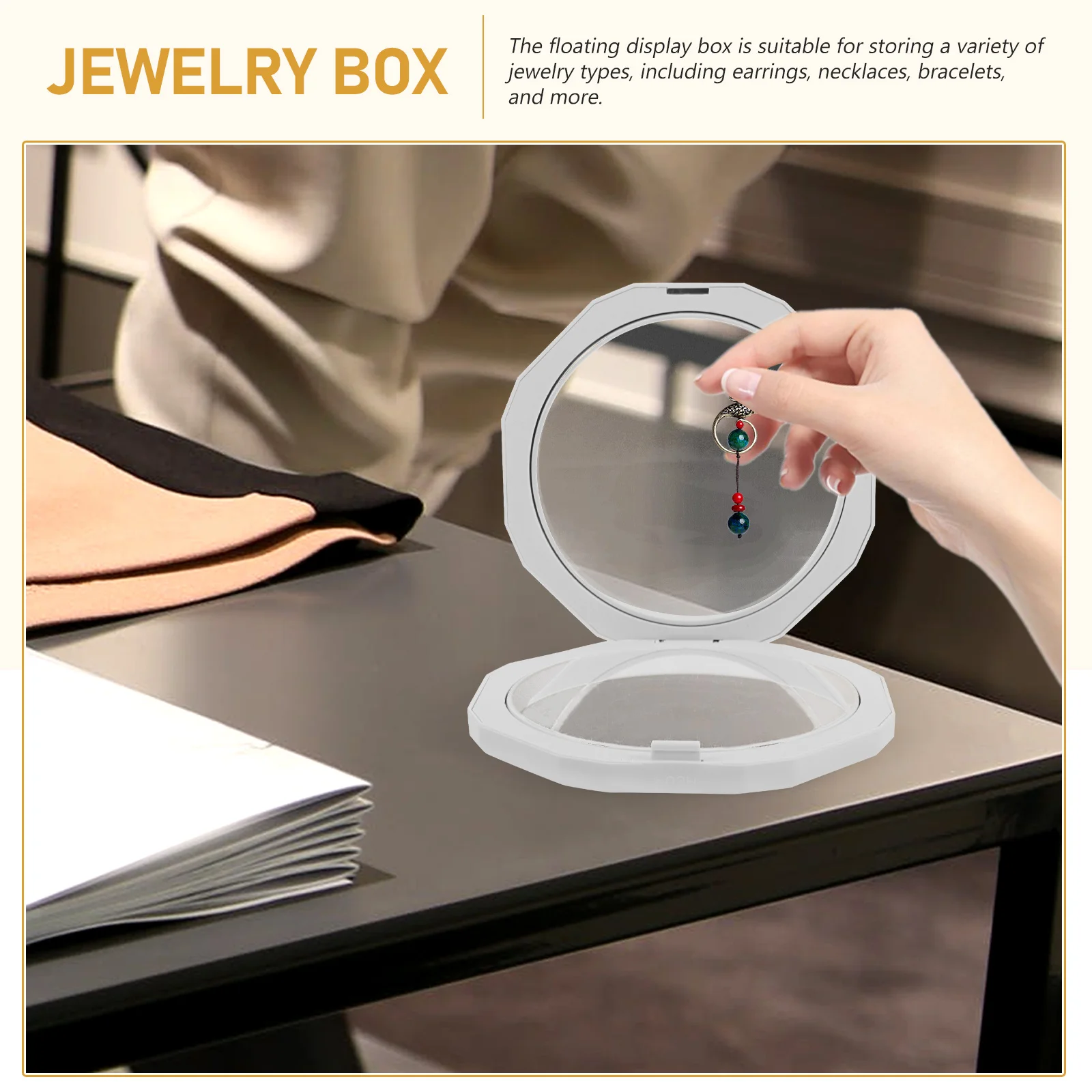 

3D Case Dust proof Jewelry Storage Box White Small Frame Gift Packaging Necklace Bracelet Earring