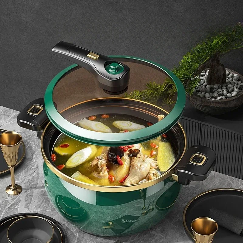 Enamel Micro Pressure Soup Pot Household Non Stick Stew Meat Soup Double Ear Gas Induction Cooker Universal Kitchen Cookware