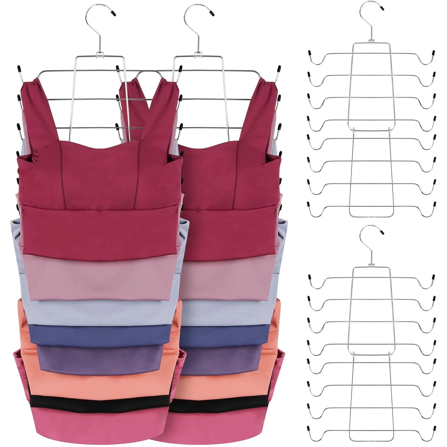 

6 Pack Tank Top Hanger, Space Saving Bra Hangers, Non-Slip Hanging Sport Bras Holder, Closet Organizers and Storage, Silver