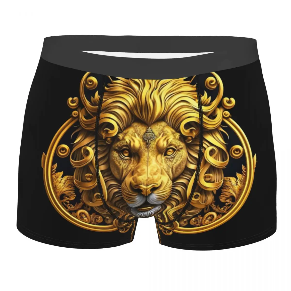 

Мужское нижнее белье в стиле барокко с золотым львом и дамасской, эластичные трусы-боксеры