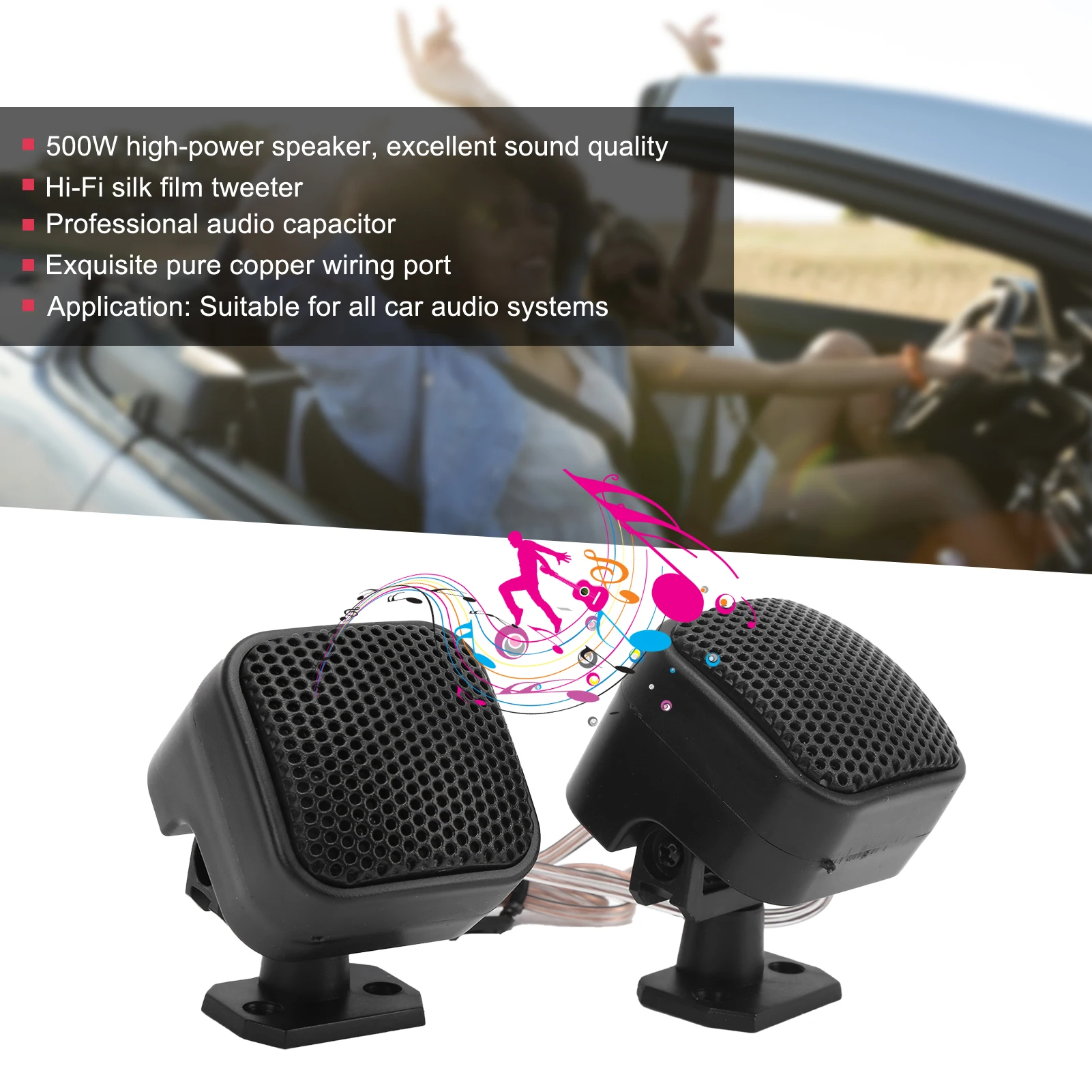 Altavoz estéreo de alta potencia para coche, sistema de Audio Universal, 2 piezas, 500W, con 4 tornillos de montaje piezas