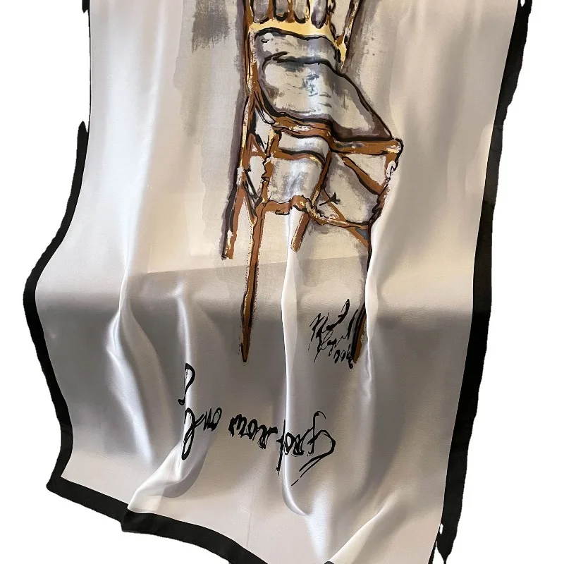 وشاح حريري ساتان نسائي جديد بشريط طويل شال أنيق للحماية من الأشعة فوق البنفسجية خفيف الوزن ومتعدد الاتجاهات للسفر والشاطئ والأزياء اليومية #5