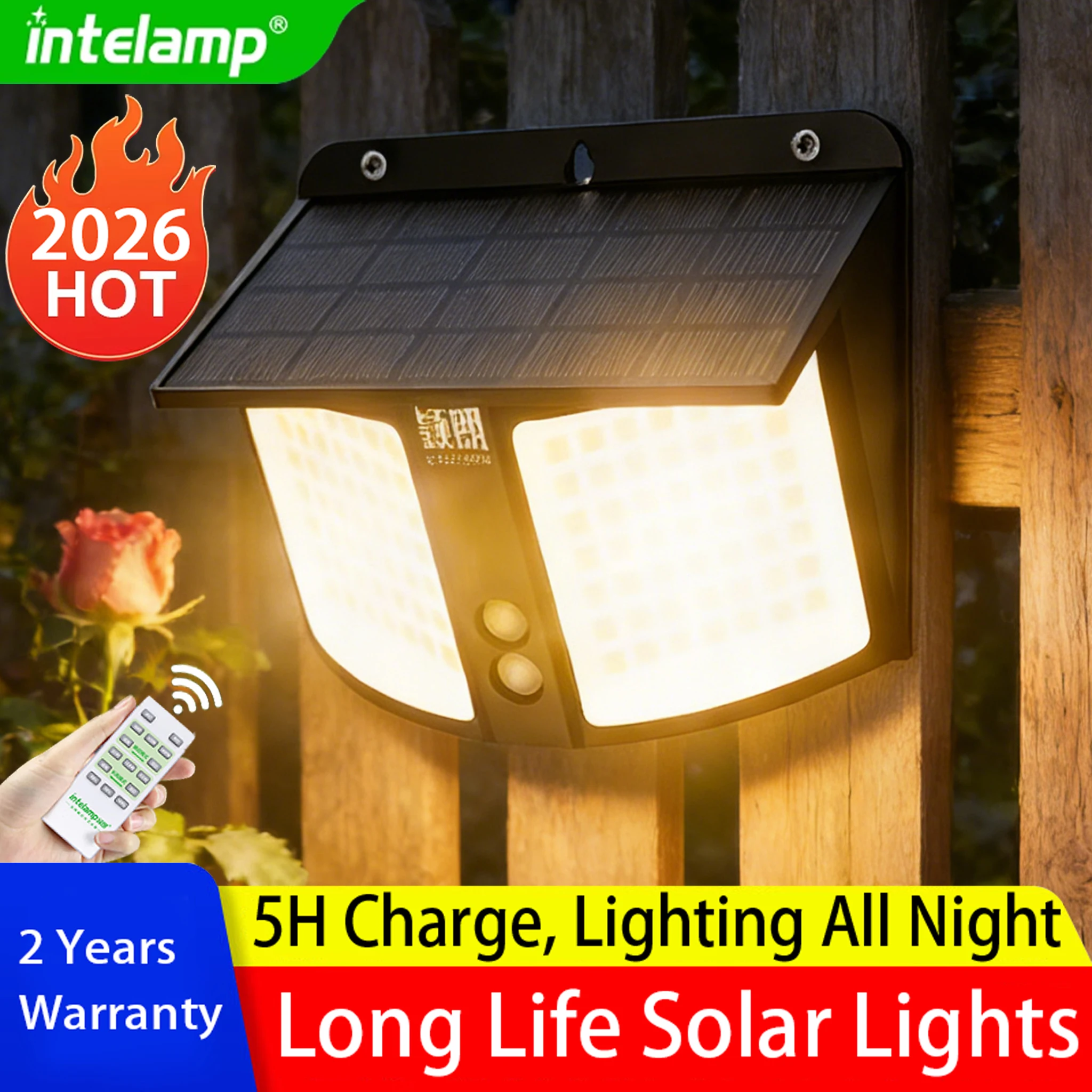 

2026 Powerful Solar Lights Outdoor Radar Sensor Super Bright Wall Lamp IP65 Waterproof Street Light for Garden Yard Path Garage