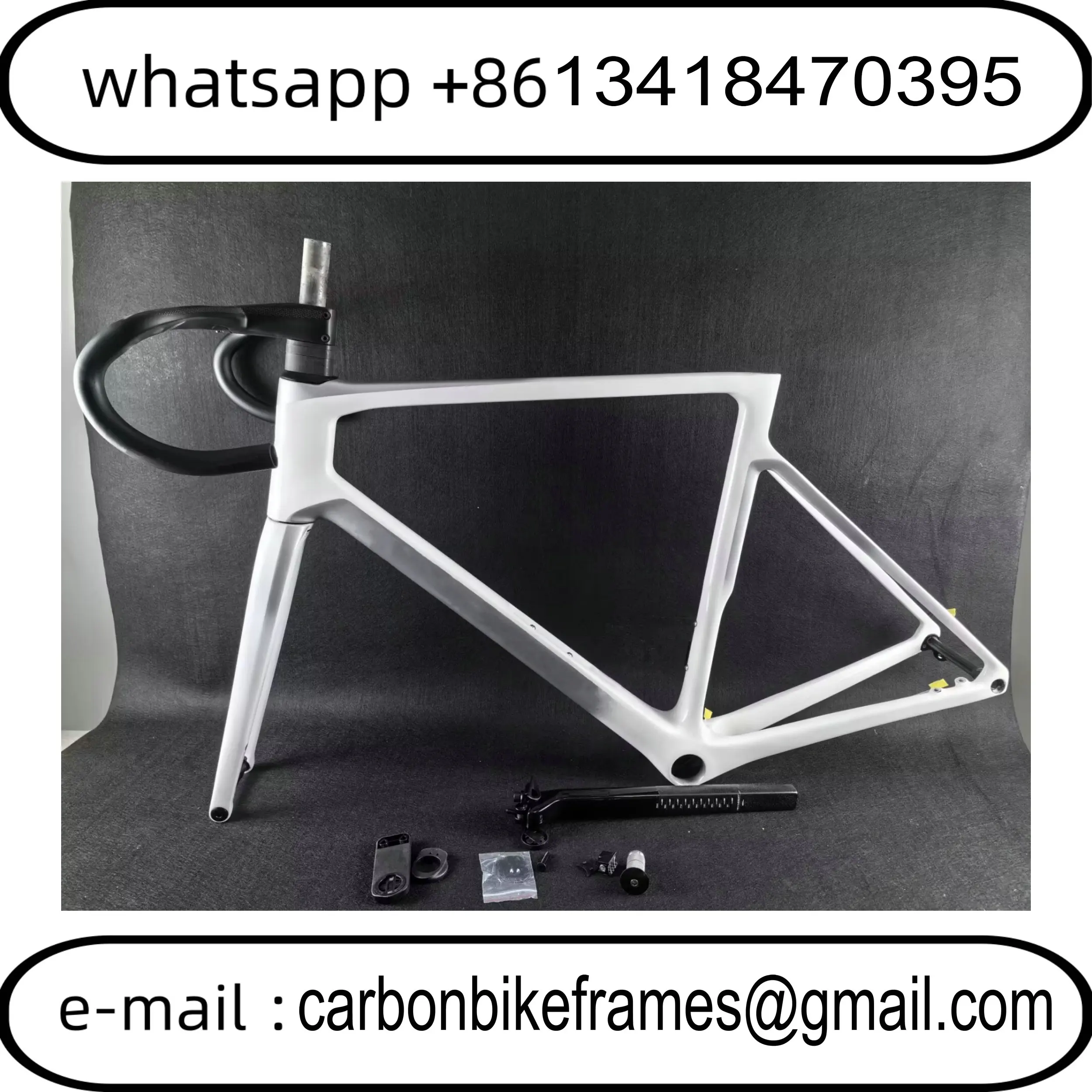 

White V4RS Road Carbon Frame Speed Bike Frames T1000 T47 Disc Brake Racing Bicycle Frameset+Handlebar 60 Colors