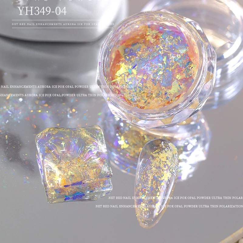 5Colors Aurora Opal 3D Nail Fakes Shiny Mermaid Irregular Broken Nail Glitter Sequins Yuki Chunky Aurora Polarized Sequins 0.5g
