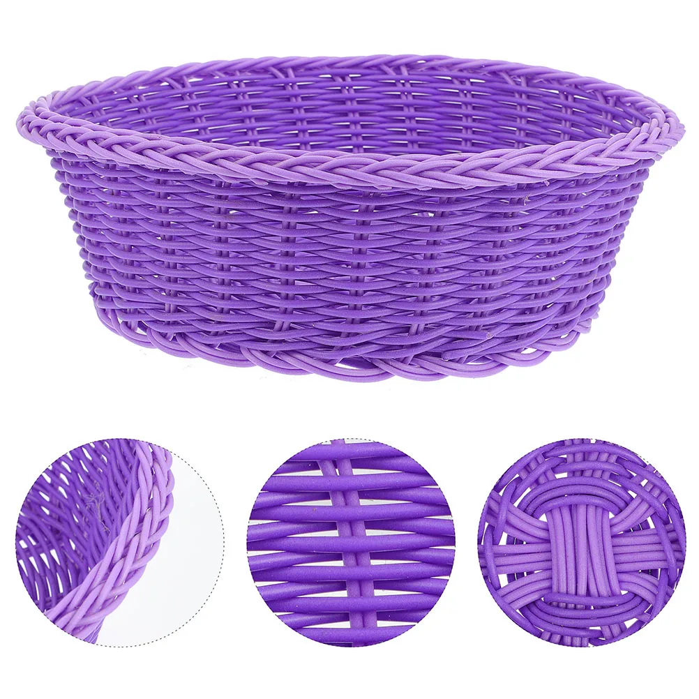 2Pcs Woven Fruit Basket Natural Rattan Imitation Decorative Storage Kitchen Countertop Organizer Storage Basket