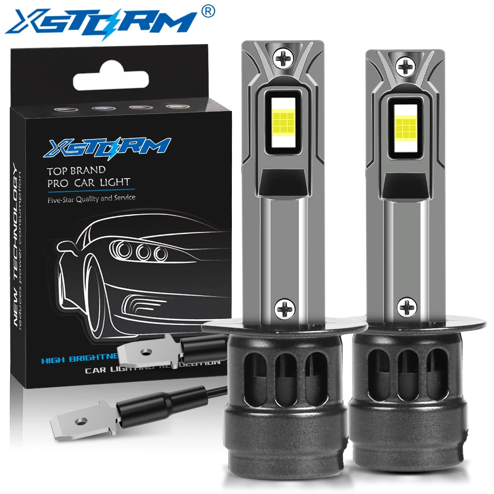 XSTORM H1 H3 LED Bulb Headlight Lamps with Fan 30000LM 6000K CSP High Low Beam for Car Fog Lights 12V White Auto Lamp