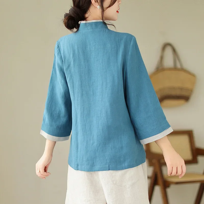 Новая одежда Tang, женский улучшенный летний комплект одежды для чая Hanfu, буддийский китайский топ в стиле дзен