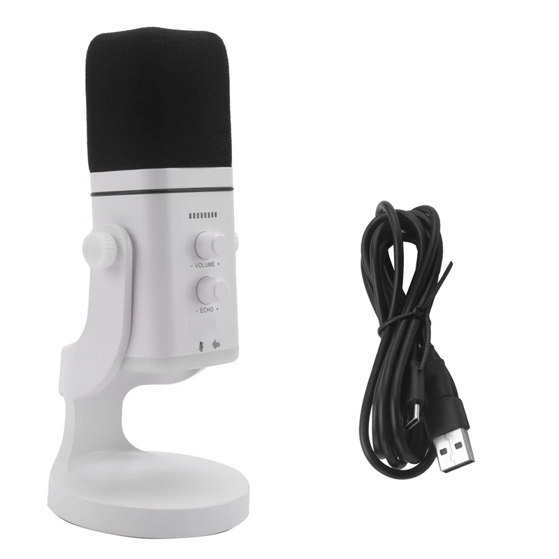 RGB Gaming MIC USB/XLR Dynamic Microphone with Noise Reduction,Mute,Headphone Jack for Gamer Streaming Podcast White-A86Z