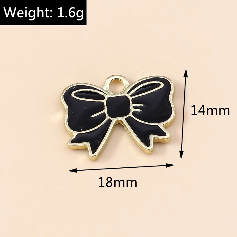 10pcs 18*14mm 5 Colors Cartoon Enamel Ribbon Bowknot Charms for Earrings Necklaces DIY Handmade Jewelry Making Accessories