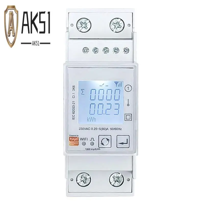 AK51-1 Pz Tuya Wifi Contatore di energia bidirezionale Wifi Contatore di energia Ampermemetro 110 240VAC