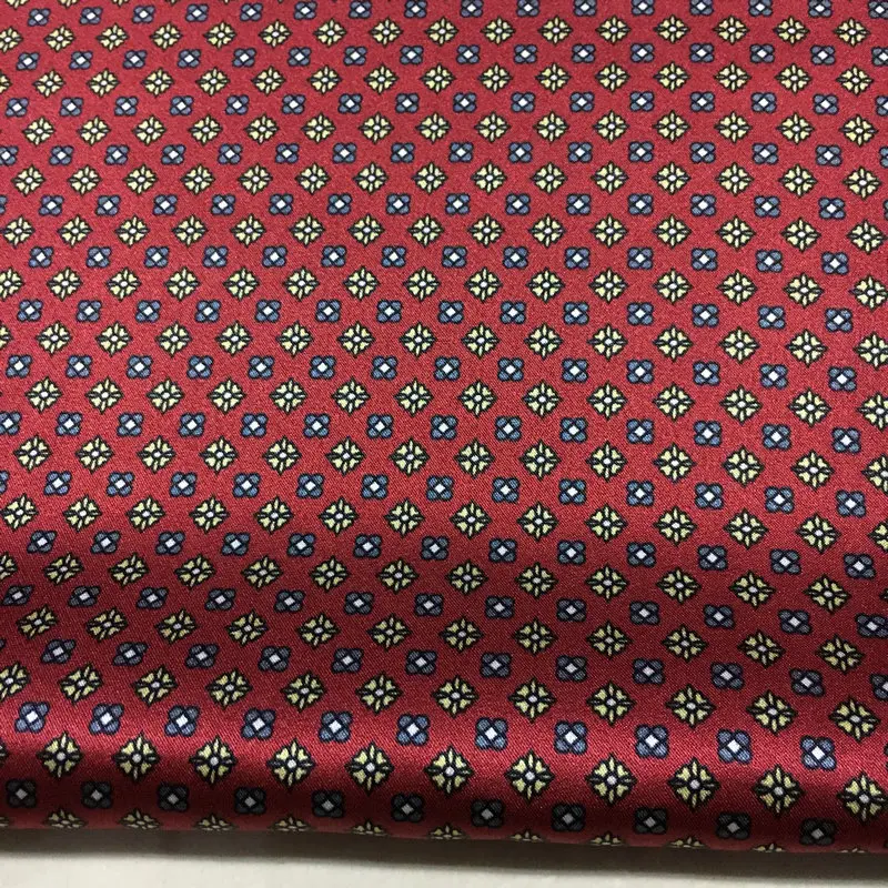 

Heavy silk elastic satin fabric wide 19mm wine red background retro small floral printing mulberry silk fabric