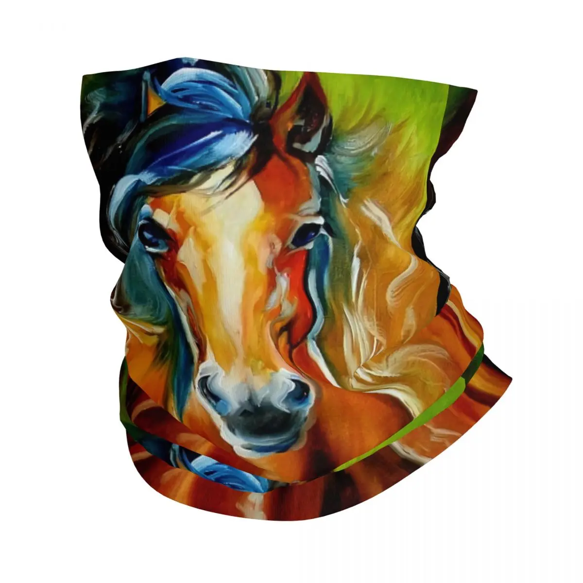 Abstract Horse Watercolor Art Bandana Neck Gaiter Windproof Face Scarf Cover Men Women Animal Headband Tube Balaclava