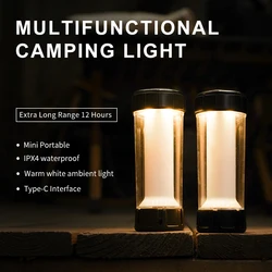 Mini Outdoor Camping Lights USB Charging Portable Flashlight with Magnetic 3 Lighting LED Camping Lanterns with Shade For Hiking