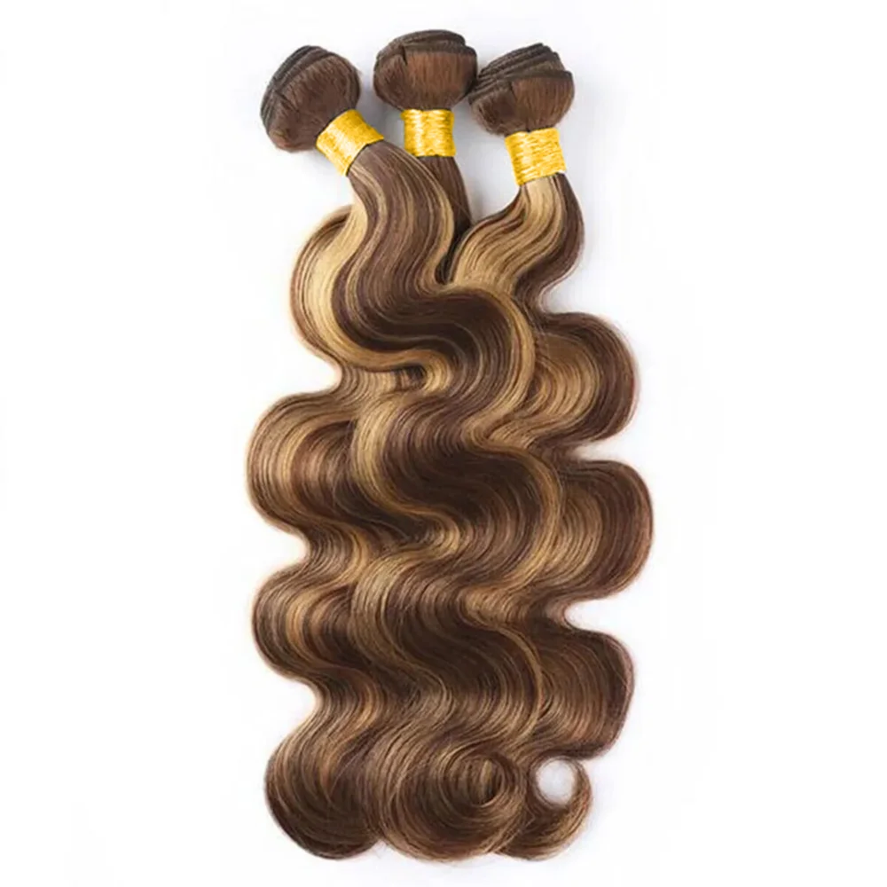 Brazilian Body Wave Hair Bundles para mulheres, 100% cabelo humano real, extensão de tecer, 30 Polegada, 1 Pacotes, 3 Pacotes, Honey Blonde, Highlight