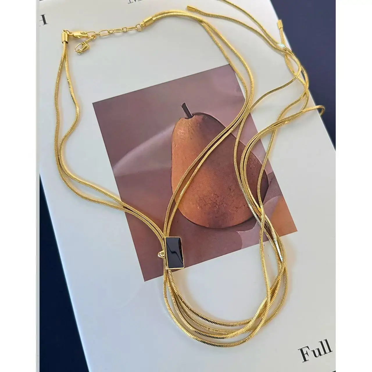 

Jenny&dave Golden Tassel Snake Bone Chain Long Necklace For Women Collarbone Chain Sweater Chain