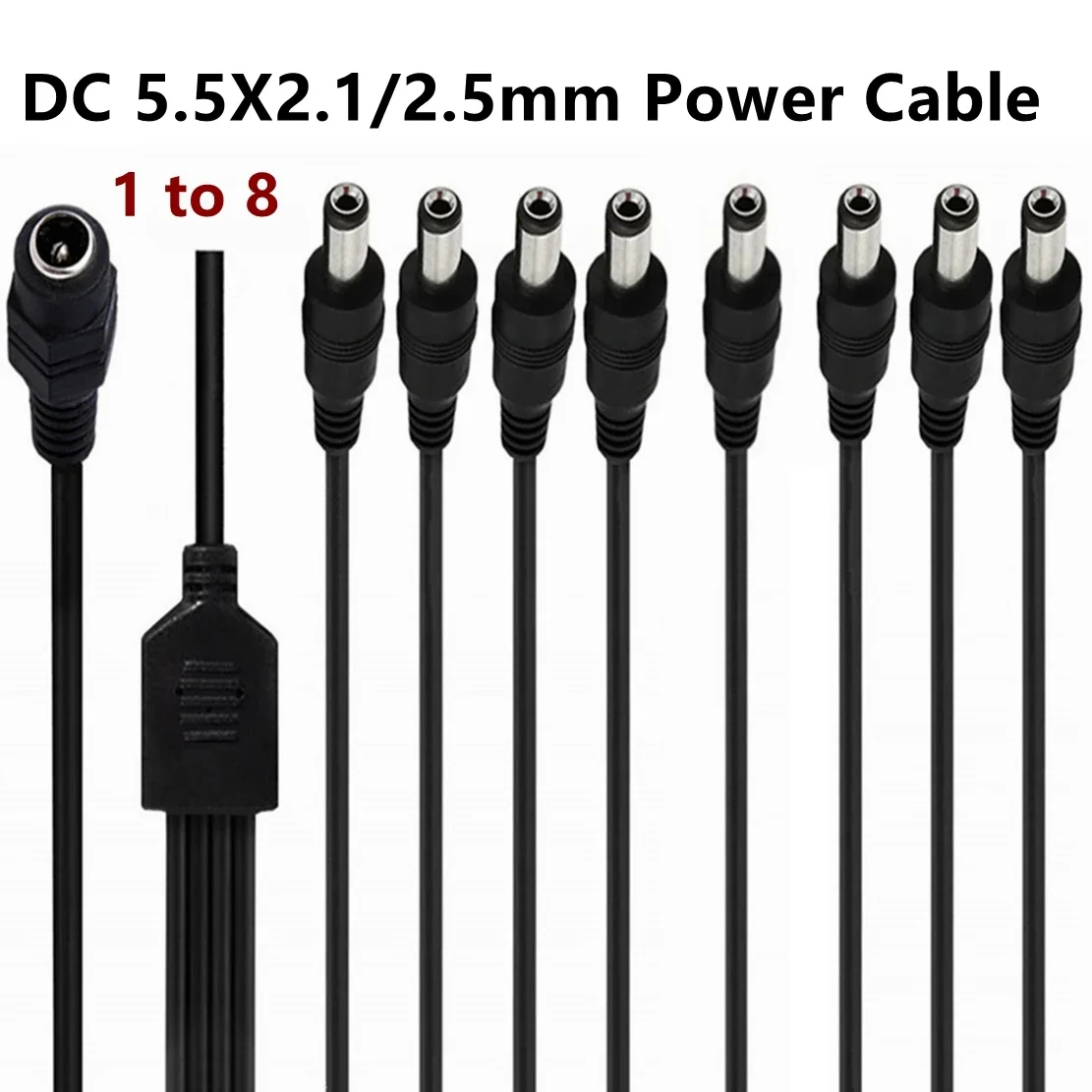 DC Power Jack 5.5x2.1mm to 3/4/5/6/8 Male Plug Splitter Adapter Cable 5.5 2.5 for Security CCTV Camera And LED Strip