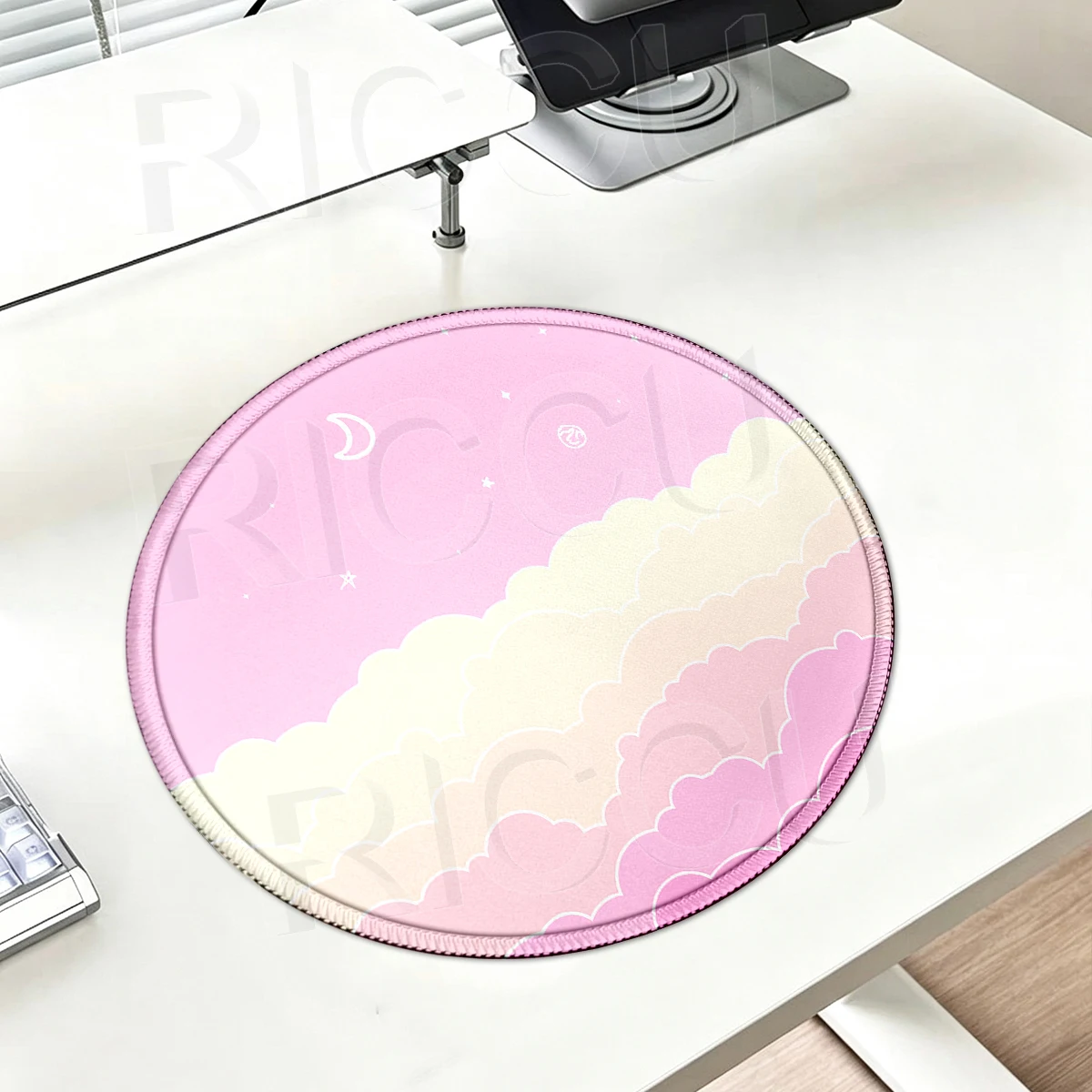XS Cloud Gamer Petit tapis de bureau rond en caoutchouc, tapis de souris à bords renforcés, tapis de clavier, accessoires de jeu, antidérapant, tapis de souris, tapis de bureau
