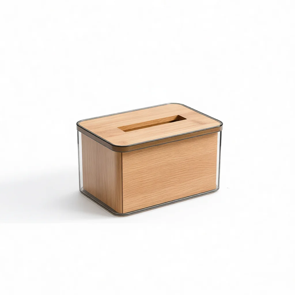 Scandinavian Style Tissue Dispenser Transparent Storage Box Wooden Cover Napkin Holder For Dining Room Bedroom