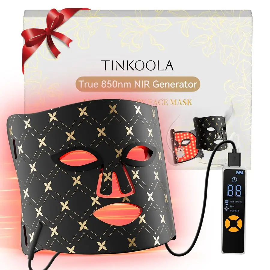 العلاج بالضوء للوجه، قناع الوجه LED العلاج بالضوء، 630 نانومتر أمبير 830 نانومتر الطول الموجي LED جهاز العلاج بالضوء للاستخدام المنزلي الداكن #1