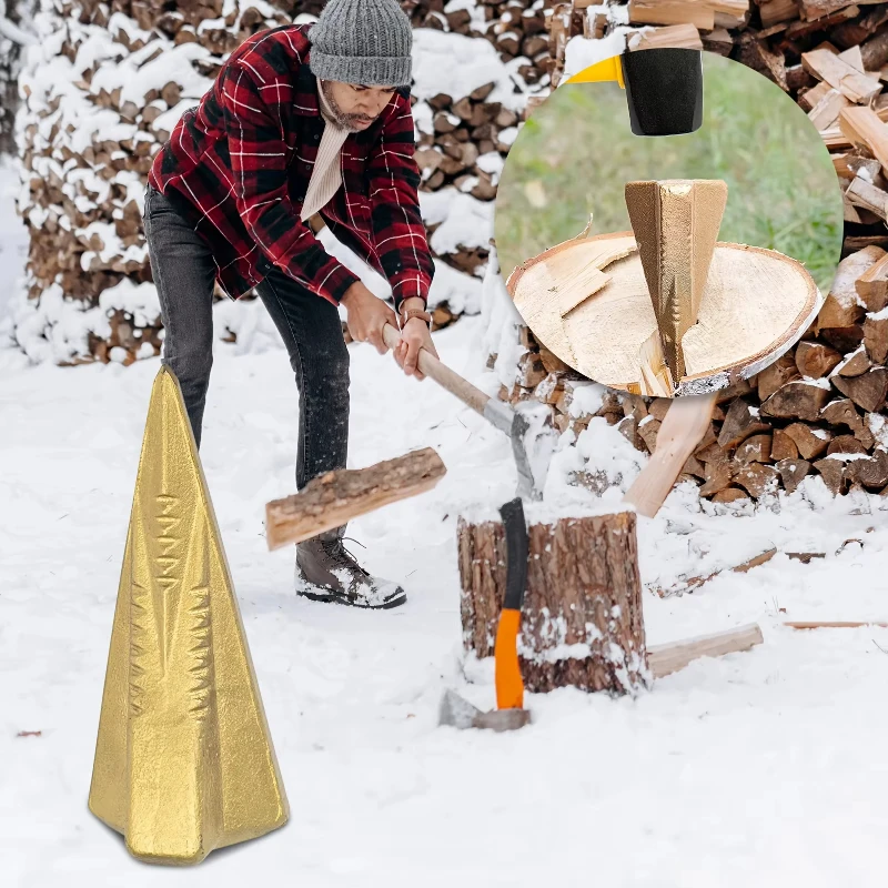 4-Way Manual Wood Splitting Wedge 3.5lb Options Durable Steel Tool Versatile for Outdoor Winter Firewood Fireplace Accessories