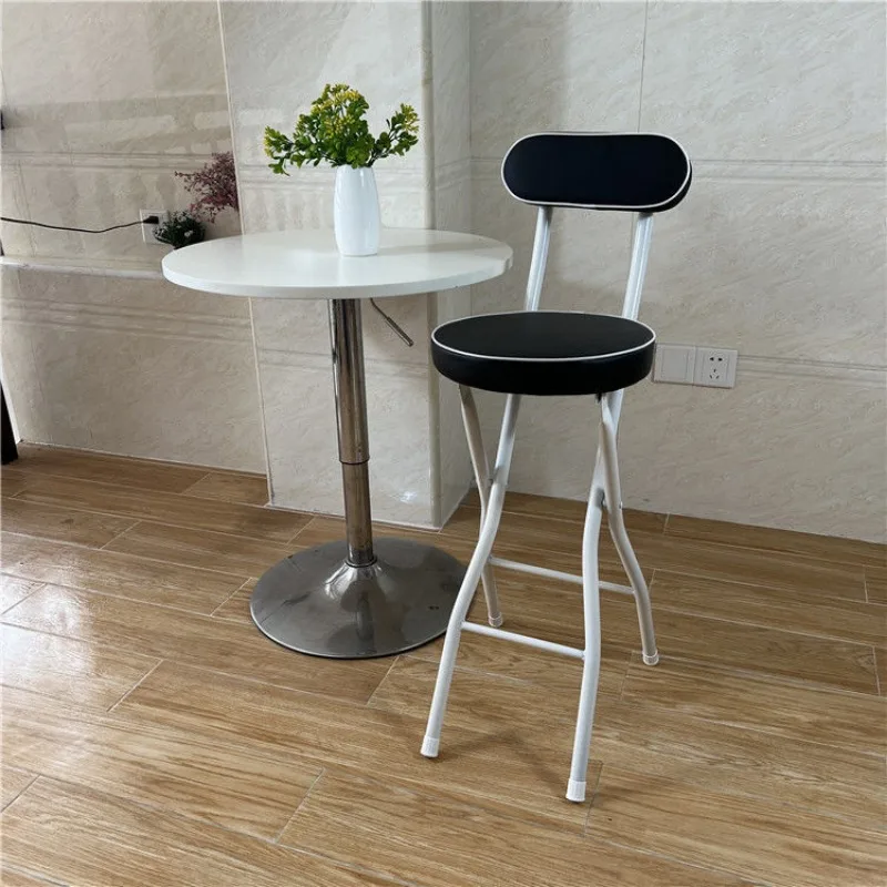 Portable Folding Steel High Bar Chairs Luxury Nordic Modern Bar Chairs Stools Backrest Design Chair Dining Elegant Furniture