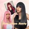Best-selling 26-inch synthetic wig for long straight hair for Halloween cosplay, daily use wig, high-temperature hair accessory