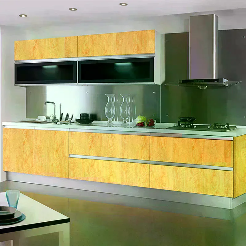 Waterproof Self Adhesive Wood Grain Sticker Door Cabinet Desktop Modern Furniture Renovation Peel And Stick Wallpaper