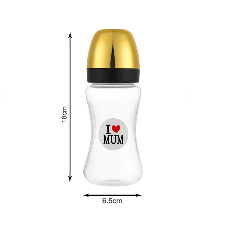 240ML Baby Milk Bottle I Love Mum PP Infant Feeding Bottle Silicone Nipple Toddler Milk Bottle Newborn Gift 6-12M 8OZ BPA Free