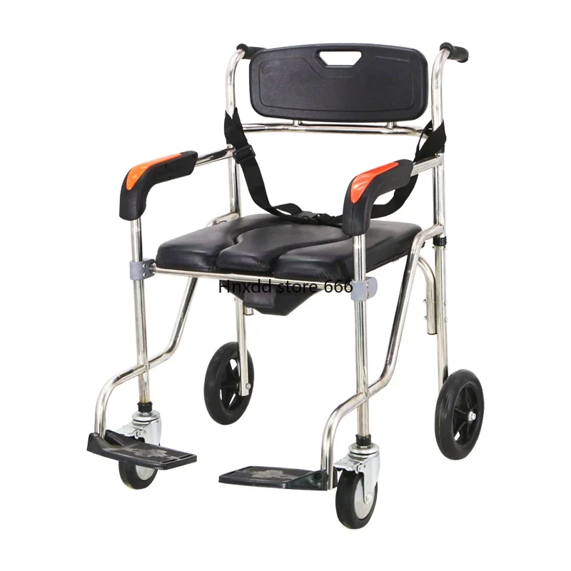 Reinforced Stainless Steel Foldable Portable Bath Chair Wheel Movable