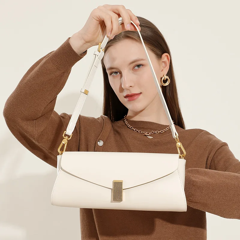 

High end and niche genuine leather bag, 2025 new fashionable and versatile single shoulder crossbody bag, commuting armpit bag