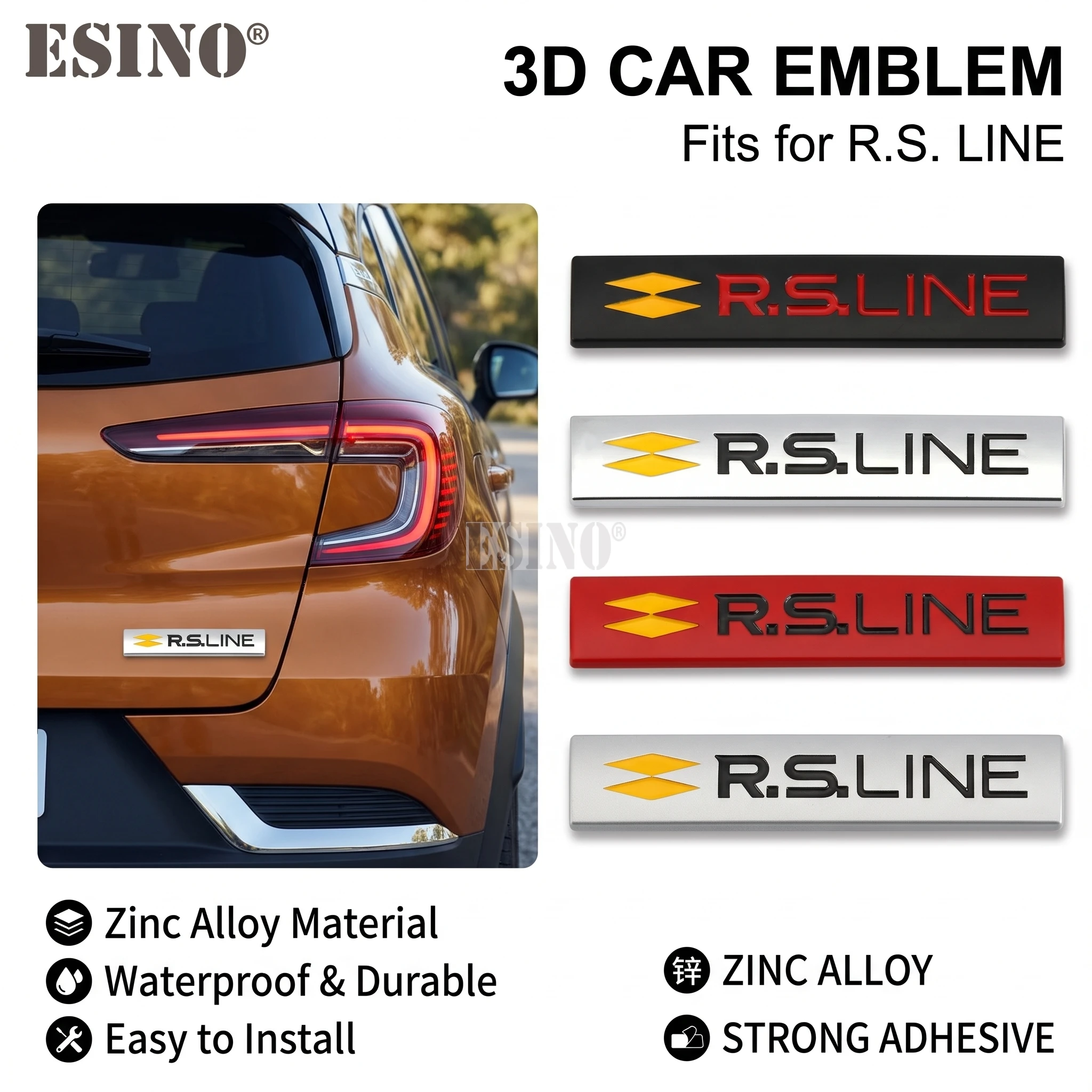 3D R.S.LINE Car Letter Badge Trunk Emblem Waterproof PVC Sticker Auto Exterior Decal Styling Accessories