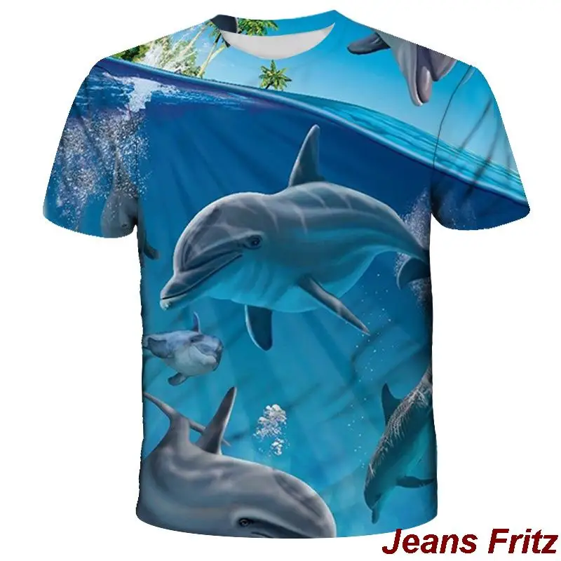 2023 Couple Hipster Tee Shirt dolphin 3D Printed Men tshirt Man Women Funny t shirts Homme Fashion Short Sleeve Hip Hop T-shirt