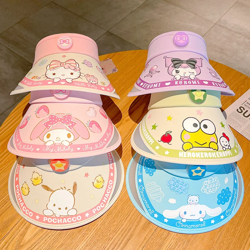 MINISO My Melody Uv Cover Hat Cartoon Cute Shade Hat Kuromi Cute Outdoor Hat Cinnamoroll Summer Sunblock Can Be Lit Boy Girl