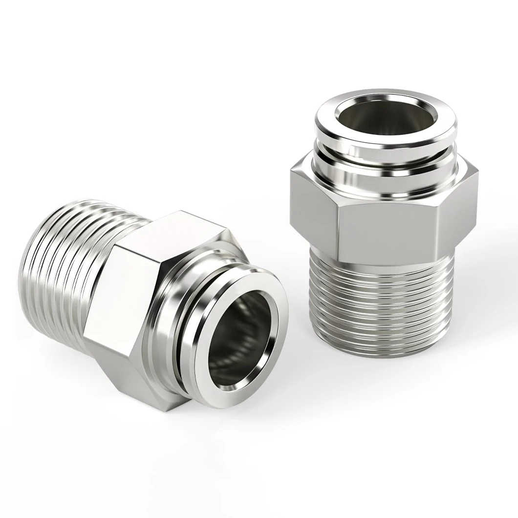 5PCS/LOT 304 Stainless Steel PNEUMATIC Male Straight Fitting PC4 PC6 PC8 PNEUMATIC Male Straight Push to Connect Fittings