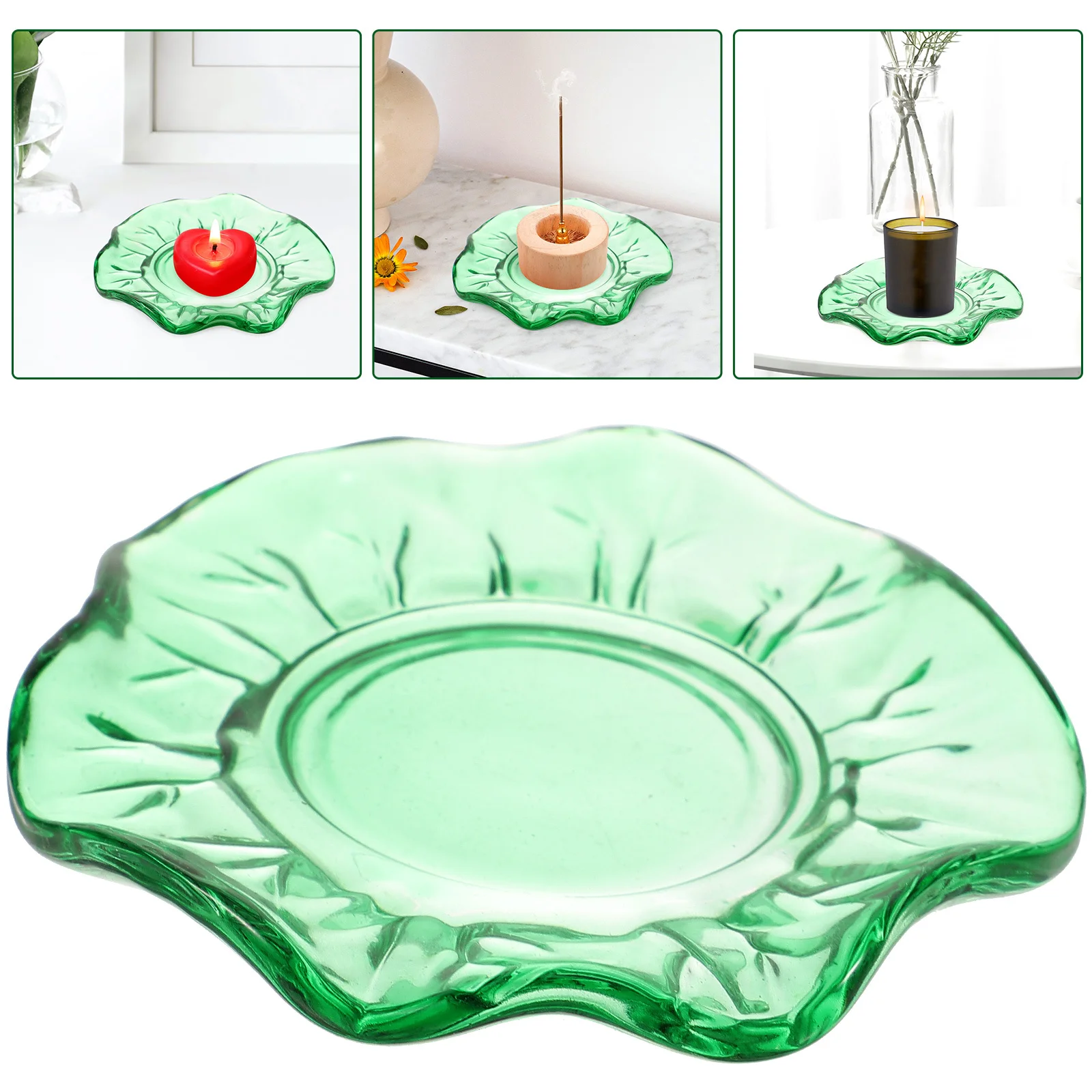 

Leaf Shape Elegant Holder Tray Glass Plate for Wedding Home Party Table Decoration Tea Light Candles Banquet