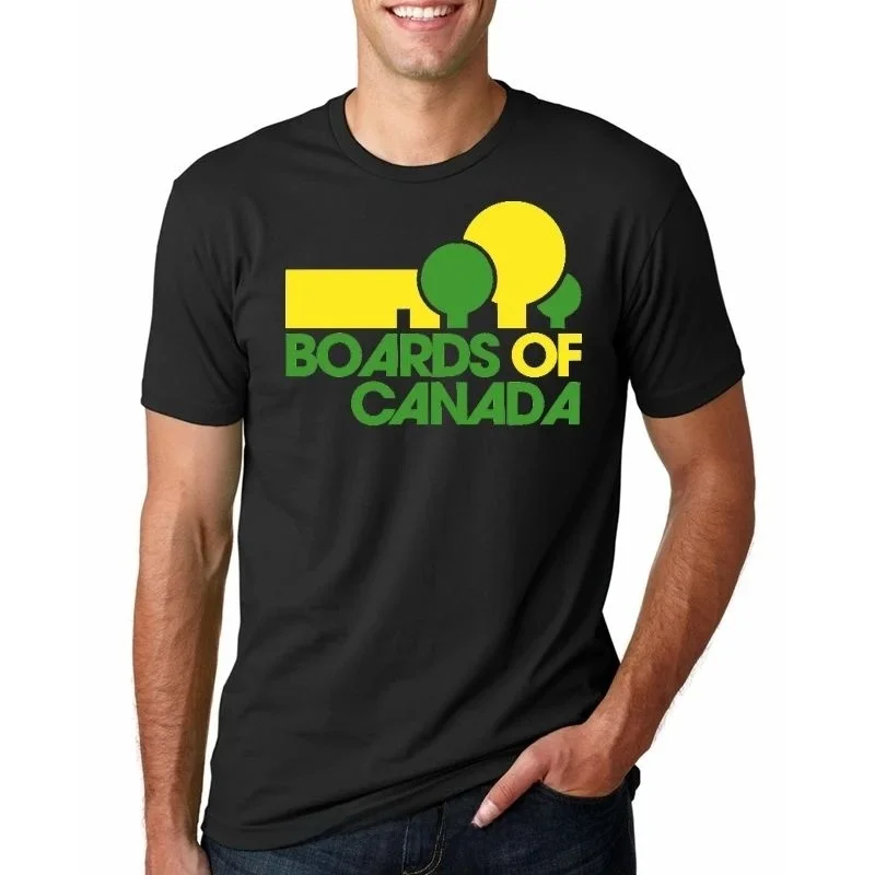 Custom Printed Men's Cotton T-Shirt 'Boards of Canada' Design One-Neck T-Shirt Hand-Drawn Fashion Customization Service