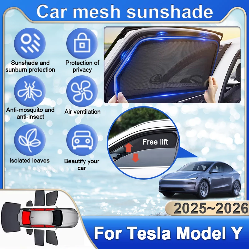 

Для Tesla Model Y Juniper 2025 2026: Магнитный солнцезащитный экран на лобовое стекло, защитный чехол, солнцезащитная шторка, термозащитный экран, аксессуары