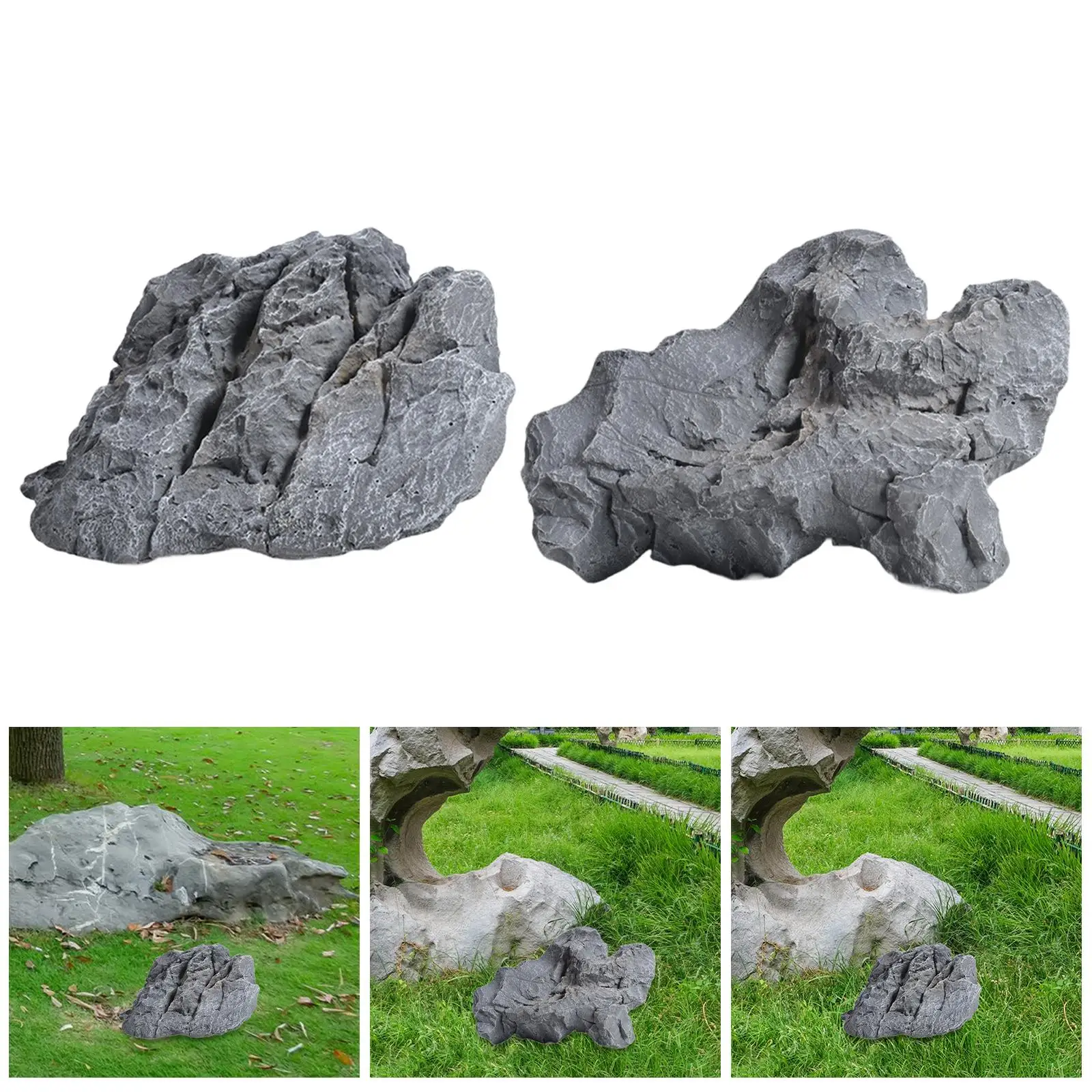 

Fake Rock Weather Resistant Multipurpose Faux Stone Sculpture Landscape Decoration Natural Texture for Lawn Garden Porch Patio