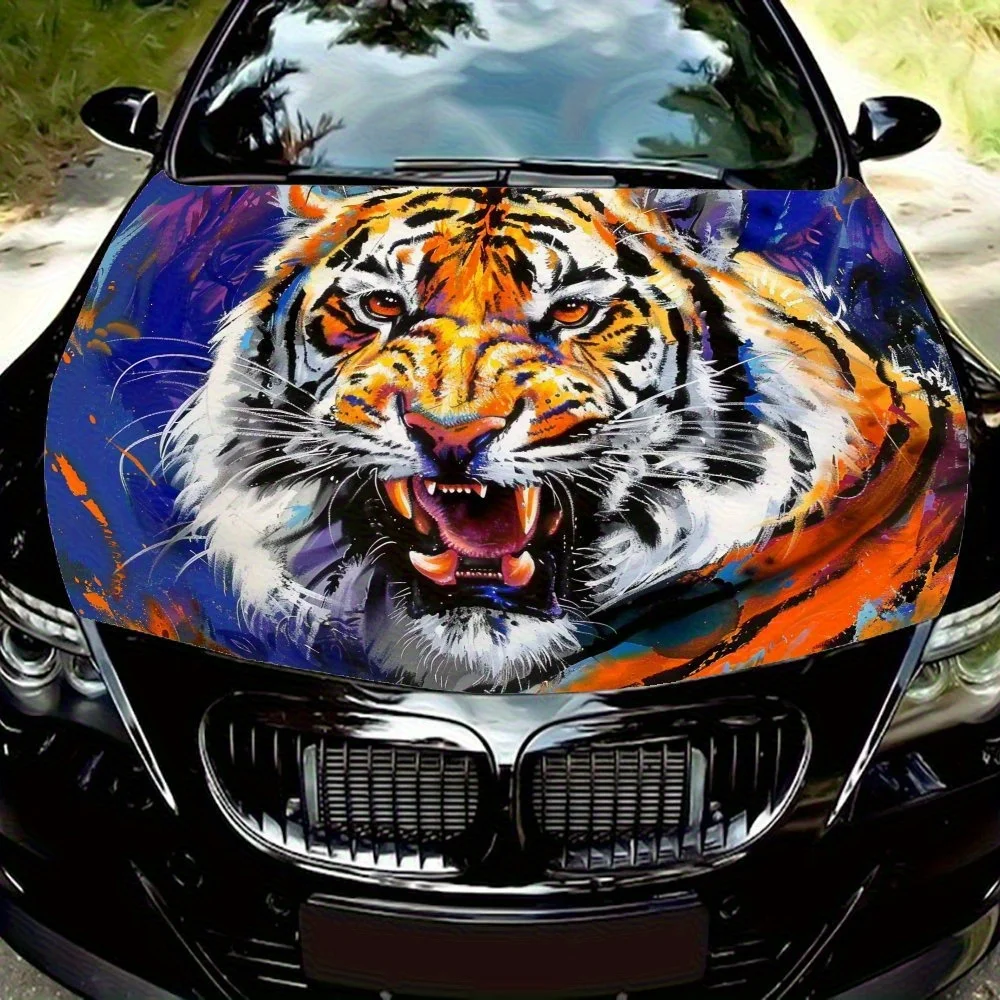 

Виниловые наклейки Mighty Tiger, крышка двигателя автомобиля, красочные виниловые наклейки, узор грузовика, крышка двигателя, автомобильные аксессуары, деко