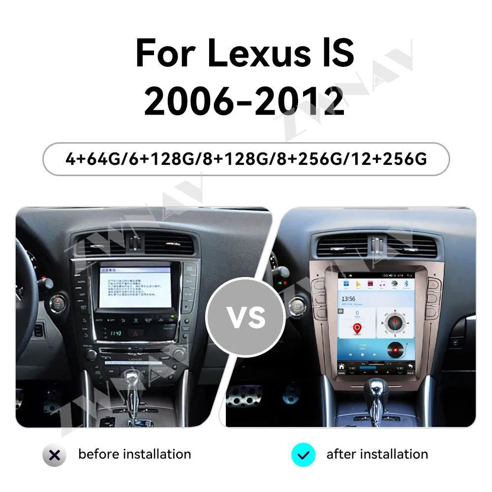 12.1 Inch Touch Screen Autoradio Stereo Wireless Carplay For Lexus IS 2006-2012 Android 14 GPS Navigation Head Unit Auto