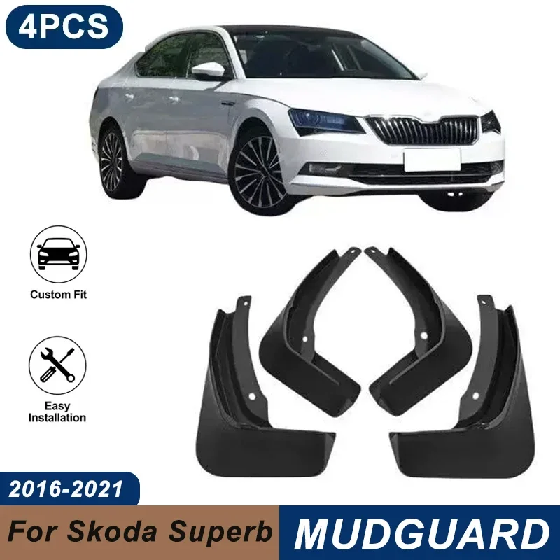 4PCS Car Mud Flaps For Skoda Superb 2016-2021 Waterproof Anti-Splash Fender Mudguards Auto Exterior Accessories