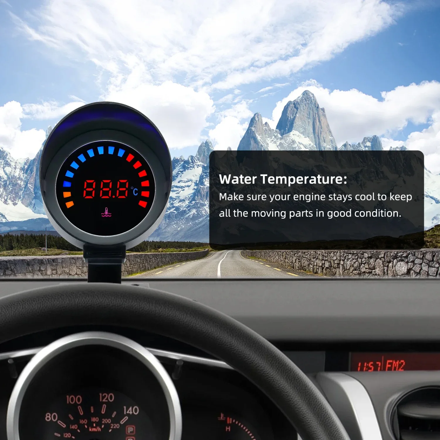 High Precision Accurate Digital LCD Water Temperature Gauge with 10mm Sensor for 12V/24V Vehicles and Trucks | Reliable, Precise