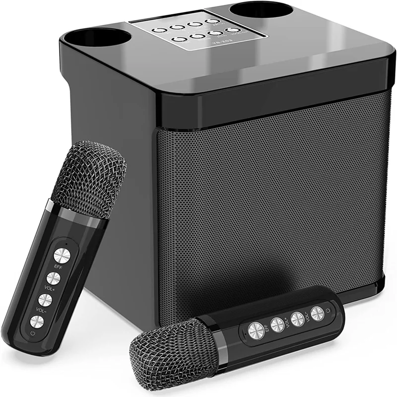 Family KTV Audio Set Dual Wireless Microphone Integrated Machine Outdoor Portable Karaoke Bluetooth Speaker Box Replacement-AT36