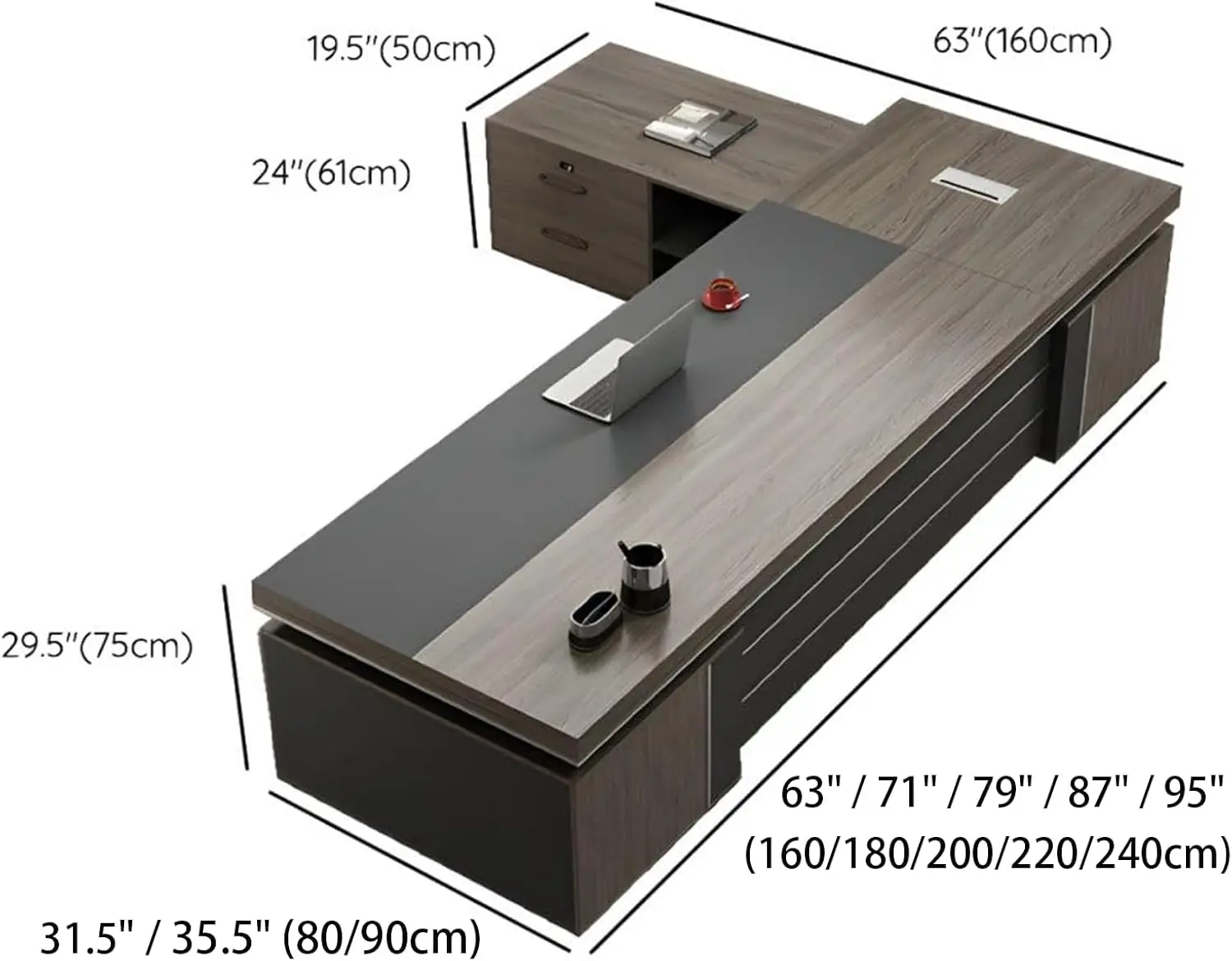 L-Shape Office Executive Desk, L-Shape Modern Executive Desk, Manufactured Wood Computer Desk, Management Working Table Drawers