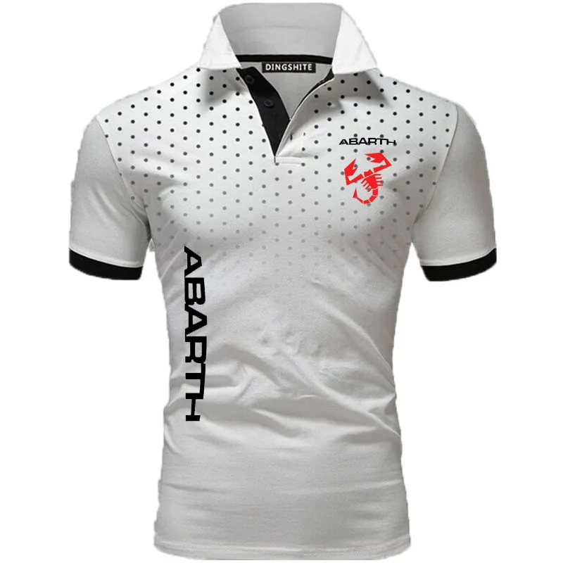 Polo Shirt Summer High Quality Men Cotton high-end business Casual Lapel short sleeve abarth logo print T-shirt top