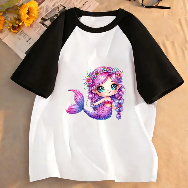 Fashion Fish Design T-Shirt Printed T Shirt Girls' Summer Clothes Short Sleeve Tops T-Shirts Cute Girls Clothing