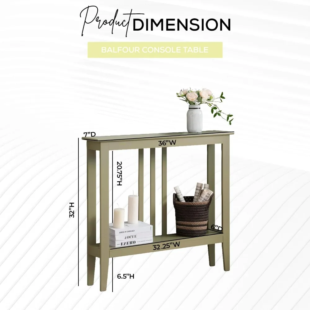 Narrow Console Table with Storage Shelf for Hallway Entryway, Lemon Pepper